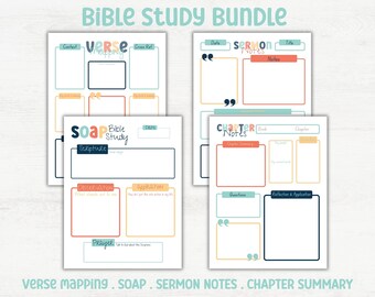Bible Study Printable Templates: SOAP, Verse Mapping, Sermon Notes (Digital Download)