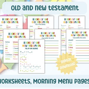 Books of Bible Worksheet Kids, Morning Menu for Kids, Morning Menu Christian, Morning Menu Church, Bible Worksheets, Homeschool Activities