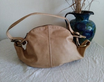 STEPHEN Soft leather ladies' shoulder bag. Beige. Made in Italy.
