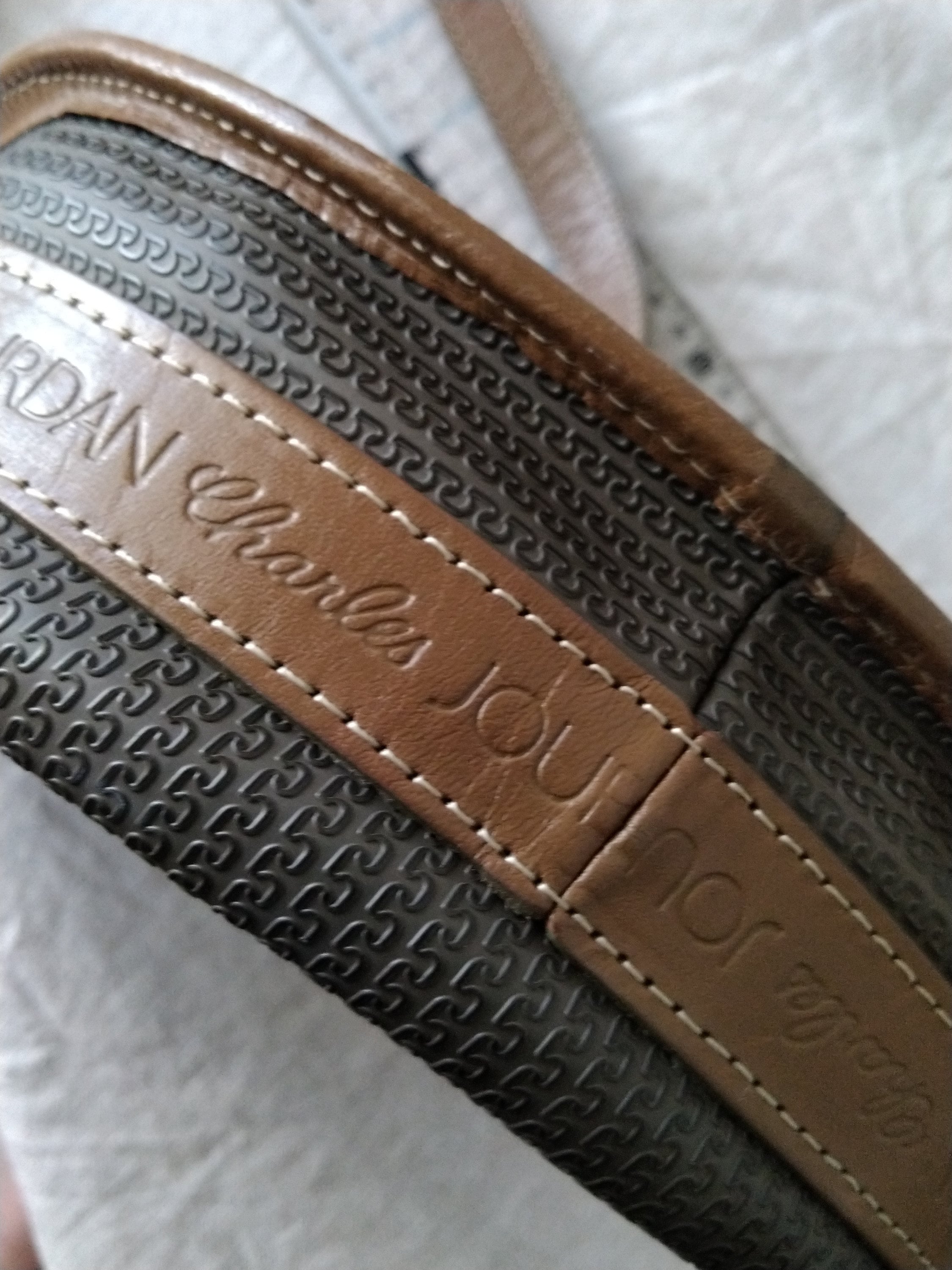CHARLES JOURDAN Actif. Tan and Olive Vinyl and Leather
