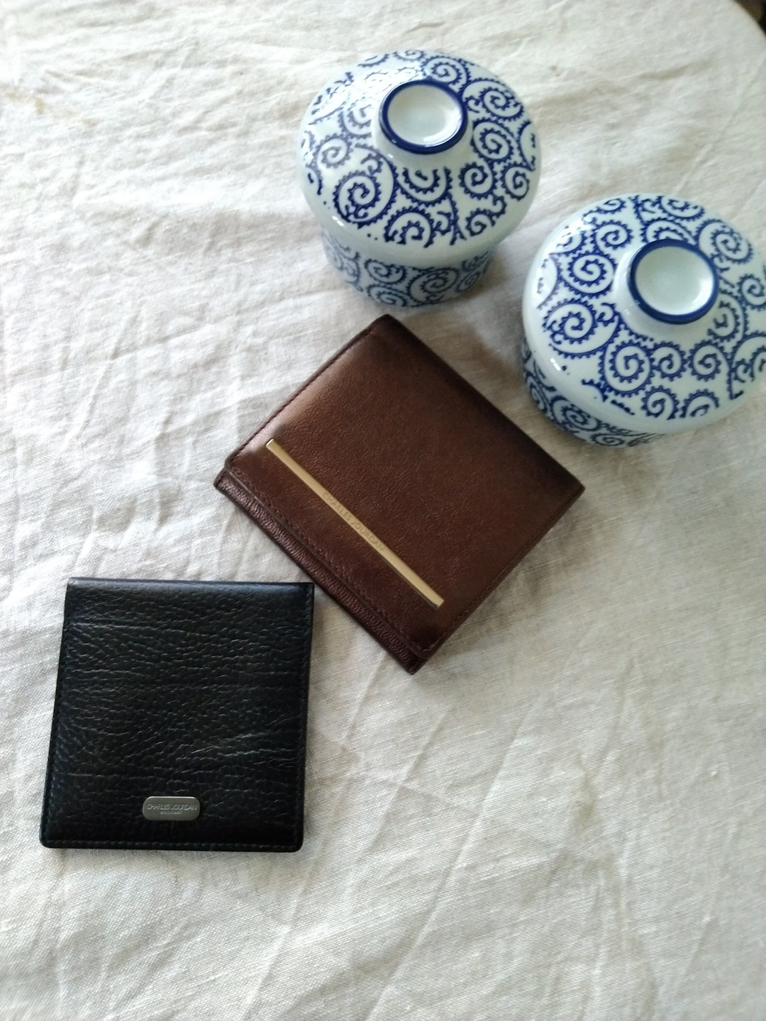 CHARLES JOURDAN Wallet and Bill Black and Copper Leather
