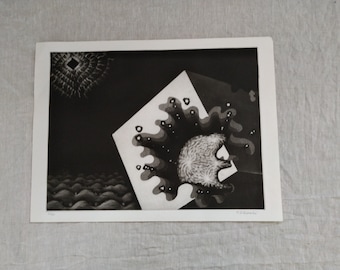 Fine art Japanese mezzotint by Toshiyuki Shiroki. Surrealism. Abstraction. 2/3