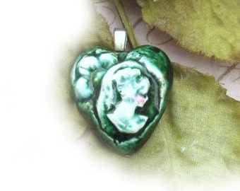 Cameo bead - Focal Bead, Handmade bead - , Ceramic pottery bead - clay cameo bead - Lady Cameo bead - # 11