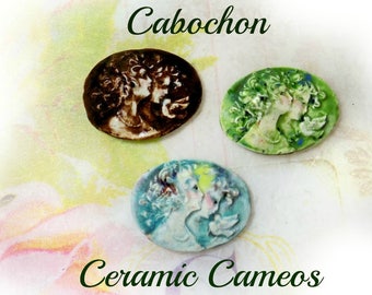 Cabochon cameo - ceramic cabochon cameo , handmade cameo bead supply , vintage style cameo bead supplies ,  Cameo jewelry supply -    # 22