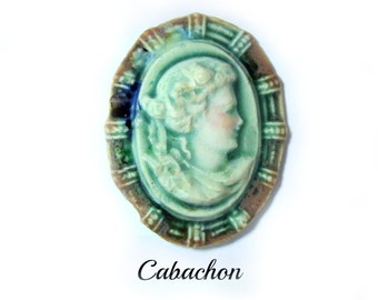 cameo cabochon, , cabochon bead, handmade pottery clay cabochon ,  clay cameo cabochon,    # 82