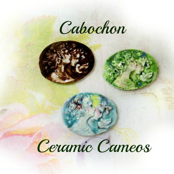 Cabochon camée - céramique cabochon camée, approvisionnement en perle camée à la main, vintage style camée perle fournitures, offre de bijoux camée - # 22