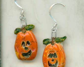 Pumpkin Ceramic Earrings - Free Shipping in US