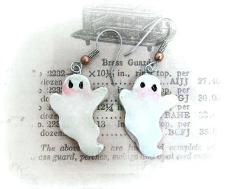 Spooky ghost earrings -ghost earrings, Casper the ghost earrings -fun earrings, ghost jewelry, Halloween earrings, Fall earrings, # 32