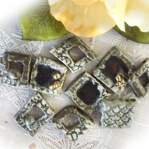 handcrafted ceramic jewelry beads -artisan ceramic beads, ,handmade pottery beads, handmade ceramic bead lot -pottery chunky beads,  # 51