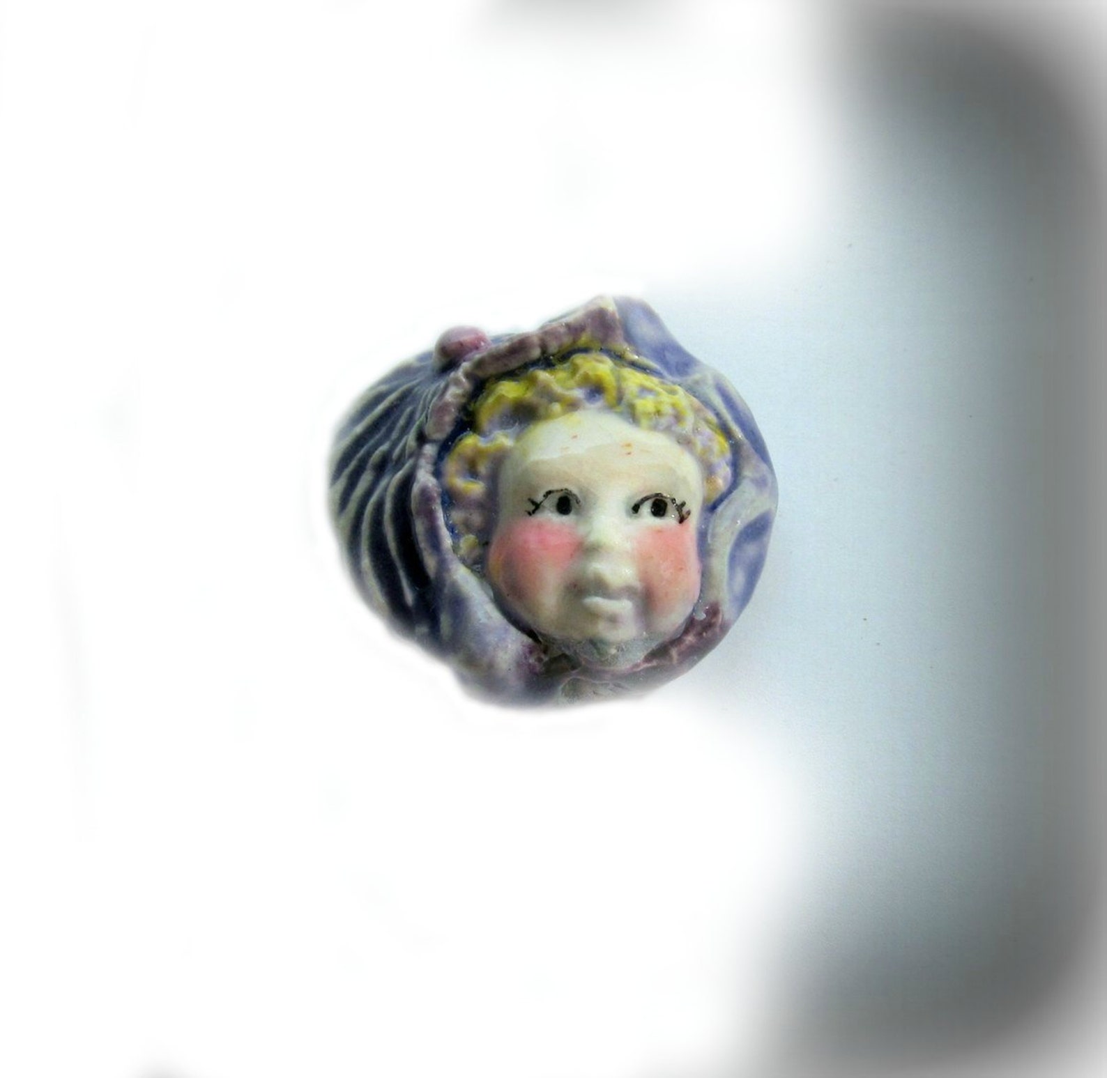 Clay Face Bead, Handmade Face Bead, Clay Victorian Bead, Handmade Clay