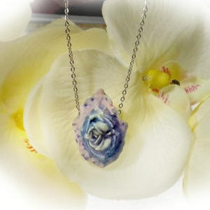 Victorian Rose necklace handmade pendant necklace ,Pink Rose necklace ceramic jewelry, Ceramic necklace, flower necklace , 5 image 3