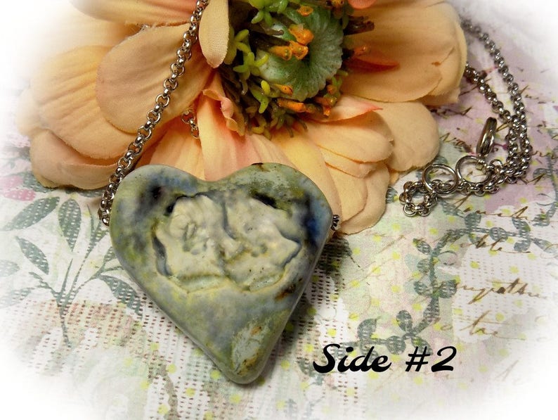 Ceramic Heart Necklace Earthy Heart Necklace Heart Jewelry 18 Inch Chain one of a kind necklace gift necklace 140 image 2