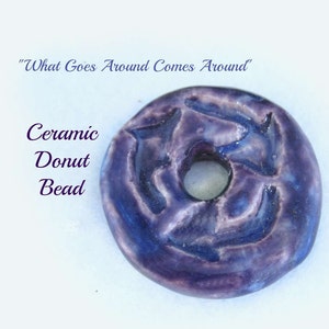 handmade purple beads,organic bead,handmade clay bead,ceramic beads, Donut bead ,    # 130
