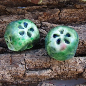 Artisan ceramic beads  -handmade clay beads -earring bead supply -handmade ceramic beads - set 2 beads,     # 71