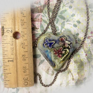 Ceramic Heart Necklace Earthy Heart Necklace Heart Jewelry 18 Inch Chain one of a kind necklace gift necklace 140 image 9