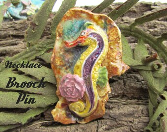 Handmade seahorse brooch - OOAK brooch - nautical brooch - OOAK scarf pin -ceramic brooch - jewelry brooch pin -  #-25