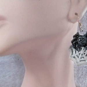 spider earrings- Black spiderweb earrings- spider web cobweb- witchy jewelry- goth aesthetic- gothic - Halloween earrings jewelry  # 30