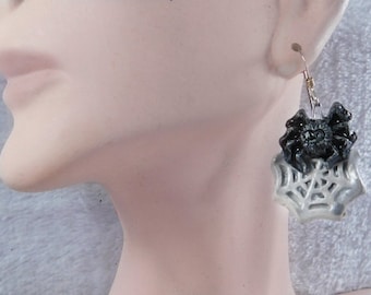 spider earrings- Black spiderweb earrings- spider web cobweb- witchy jewelry- goth aesthetic- gothic - Halloween earrings jewelry  # 30
