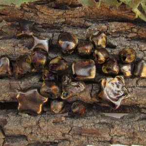 handcrafted ceramic bead - Grecian Gold clay beads, clay beads - (22) lot ceramic beads -components for jewelry -Round beads,  # 121