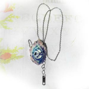 Victorian Rose necklace handmade pendant necklace ,Pink Rose necklace ceramic jewelry, Ceramic necklace, flower necklace , 5 image 5