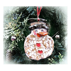Handmade Snowman Ornament  -Handmade Snowman - Tree ornament - Christmas Ornament   # 9