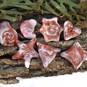 Artisan ceramic beads , handmade clay beads - necklace bead supply ,handmade ceramic beads, handmade stoneware beads -(7) bead lot,   # 137