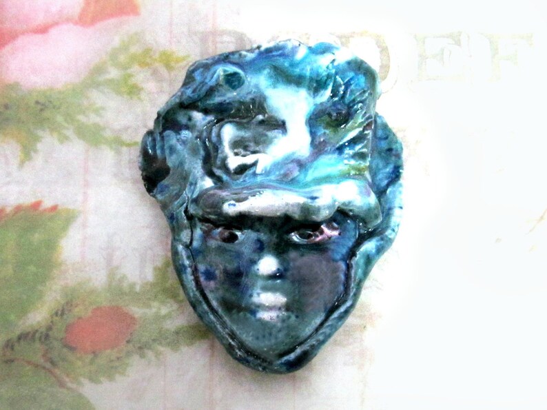 Ceramic bead clay beads pottery beads Focal Bead Handmade bead # 12 Face Bead