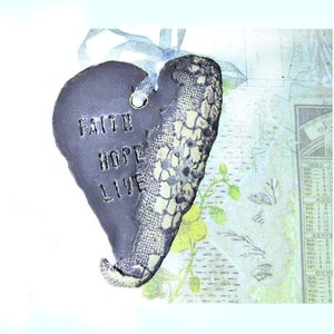 FAITH HOPE LIVE , Ceramic Heart, Wall Heart, Wall Decor Heart, Cay Heart,  Ceramic pottery wall heart,  decorative ceramic, # 81