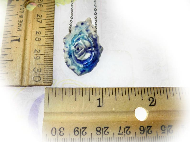 Victorian Rose necklace handmade pendant necklace ,Pink Rose necklace ceramic jewelry, Ceramic necklace, flower necklace , 5 image 7