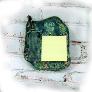 Key Holder Handmade, Sticky Note Holder, Pottery Key Holder, Key Note Organizer,   #  140