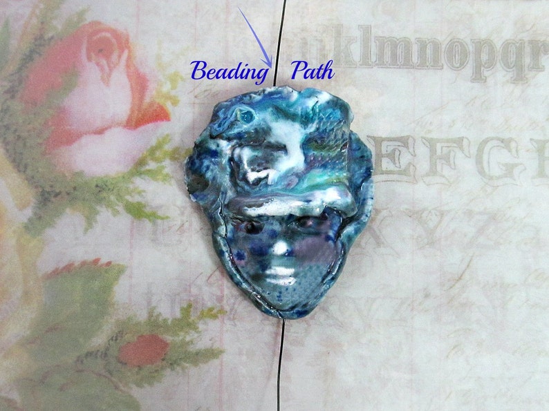 Ceramic bead clay beads pottery beads Focal Bead Handmade bead # 12 Face Bead