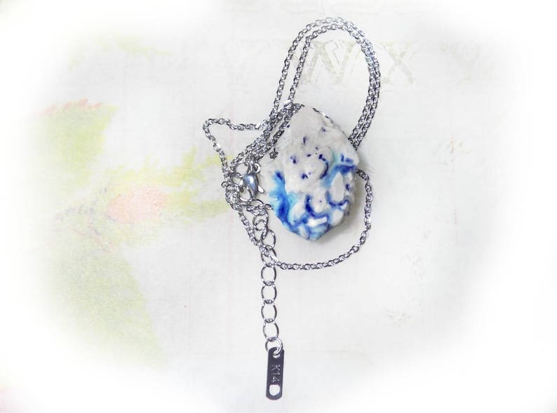 Victorian Rose necklace handmade pendant necklace ,Pink Rose necklace ceramic jewelry, Ceramic necklace, flower necklace , 5 image 2