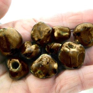 Artisan ceramic beads , handmade clay beads - necklace bead supply ,handmade ceramic beads, handmade stoneware beads - (9) bead lot,   # 194