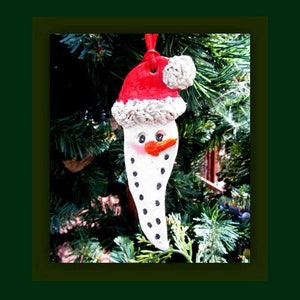Handmade Icicle snowman ornament  - handmade tree ornament - Christmas snowman ornament - collectible snowman # 5