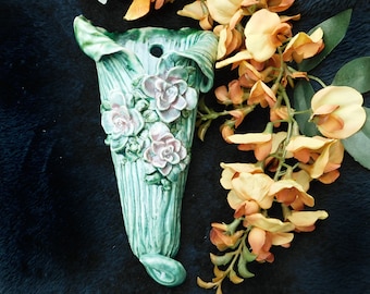 Jarrón de cerámica hecho a mano, florero de bolsillo de pared colgante- decoración de granja, regalo del día de la madre, soporte de planta colgante, decoración de pared, #