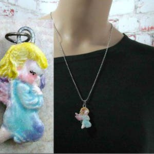 Angel jewelry - Angel necklace - ceramic Angel - Angel pendant -Christian necklace - Guardian Angel necklace - #  15