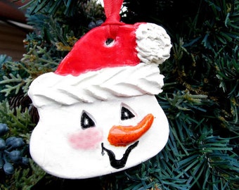 Handmade snowman ornament  -Christmas tree ornament -hanging snowman -  ceramic snowman -snowman ornament -  # OR 7