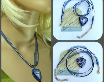 Heart necklace, clay necklace, Fairy necklace, 2 sided pendant,    # 114