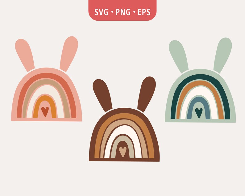Download Boho Rainbow Svg 4 Rainbows With Bunny Ears Svg Easter Bunny Etsy