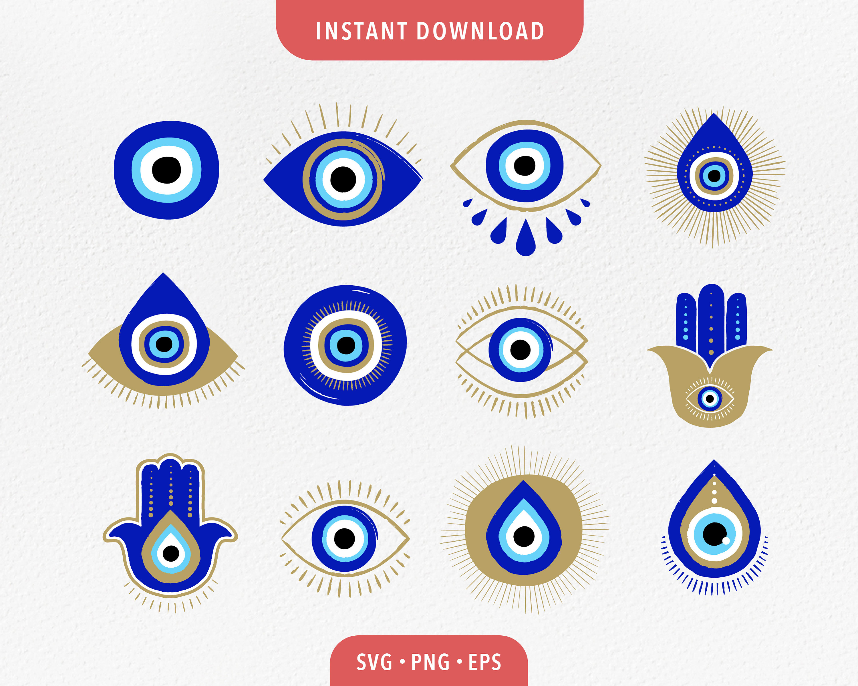Blue Hamsa Hand of Fatima / Evil Eye SVG esoteric Etsy