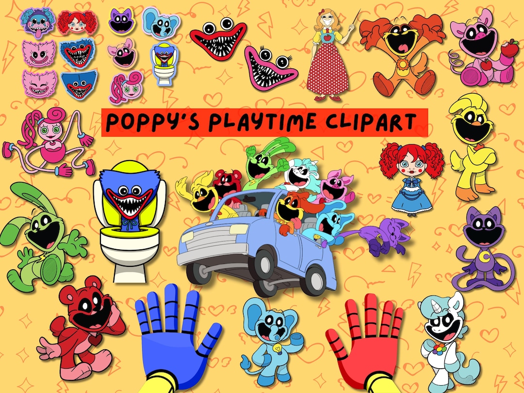 Huggy Wuggy Clipart, Poppy Playtime, Smiling Critters Designs, for Kids ...