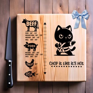 Meat Temperatures, BBQ Grill Designs, Cutting Board, Chopping Board, Laser Engraved, Vinyl Transfer, Sublimation, PNG SVG, Laser Engraving