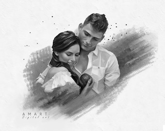 Digital Portrait Art | Custom Digital Drawing | Personalized Digital Portrait | Gift for Girlfriend | Gift for Boyfriend