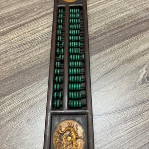 11.8&quot; China Dynasty Huali Wood Turquoise Dragon Beast Abacus Counting Frame Chinese Inlaid, Turquoise Stone Bead counters Abacus