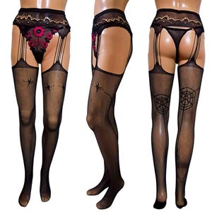 Frauen Sexy Lace Strumpfhalter Strümpfe - Schiere Mesh Anti-Rutsch-Leggings, elegante und bequeme Passform Leggings, Free Size Fit