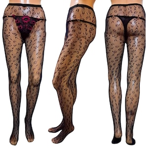Women&#39;s Stockings – Lace Mesh Tights for Women – Sheer Pantyhose with Unique Patterns – Gothic, Lingerie, Party & Festival Wear