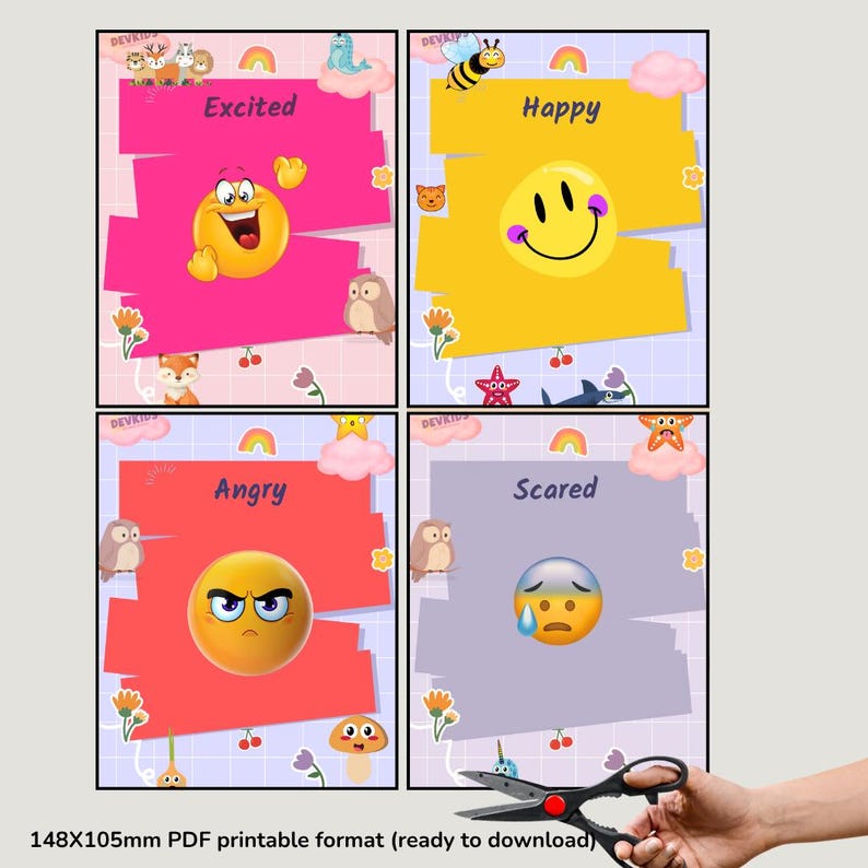 Emotion Cards Printable PDF – 28 Emotion Flashcards for Kids (3‑12years ...