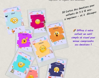 50 Cartes des émotions à imprimer – Fichier PDF  pour aider les enfants à identifier et exprimer leurs émotions