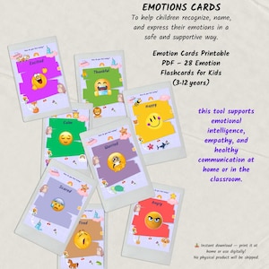 Tarjetas de emociones imprimibles en PDF: 28 tarjetas didácticas de emociones para niños (3-12 años)