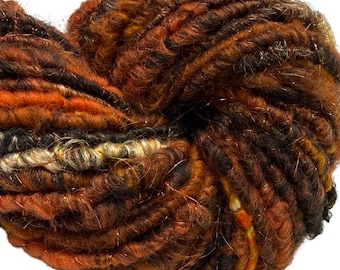Super Bulky Handspun Yarn Cougars 64 yards blue gold yellow Angelina glitz sari silk threads curly mohair locks merino wool sparkly art yarn